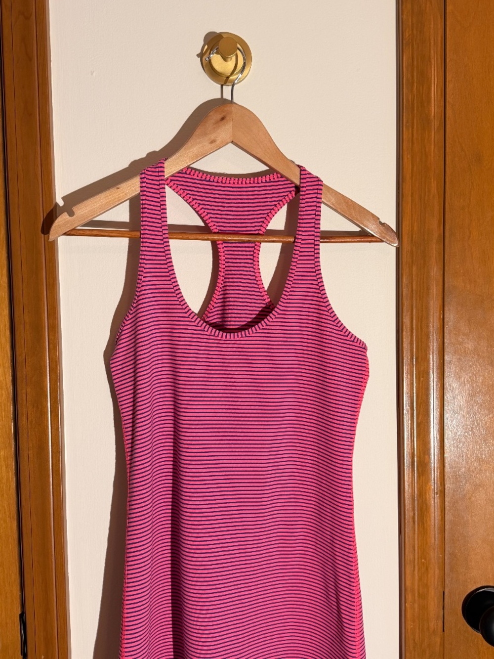 Lululemon Cool Racerback Tank Top — Pink & Navy Stripe, Size 8